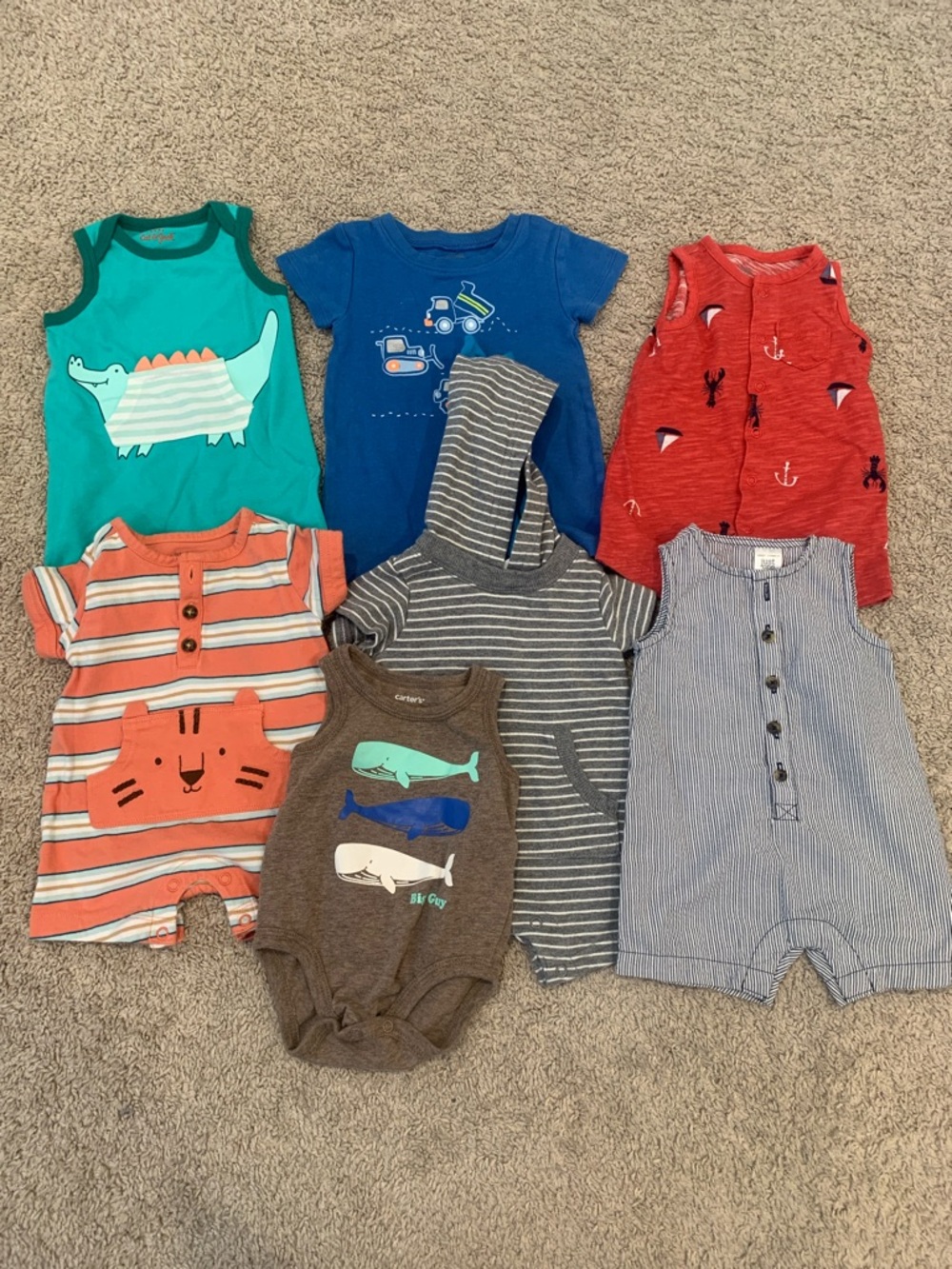 Qty.7  Boy infant Rompers